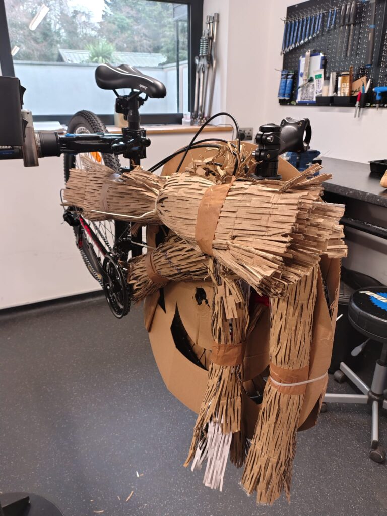 Black Bike bicycle wrapped in eco friendly honeycomb paper packaging before shipping in the UK